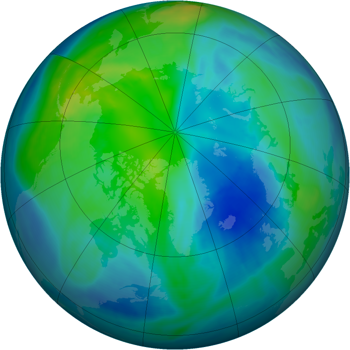 Arctic ozone map for 19 October 2007